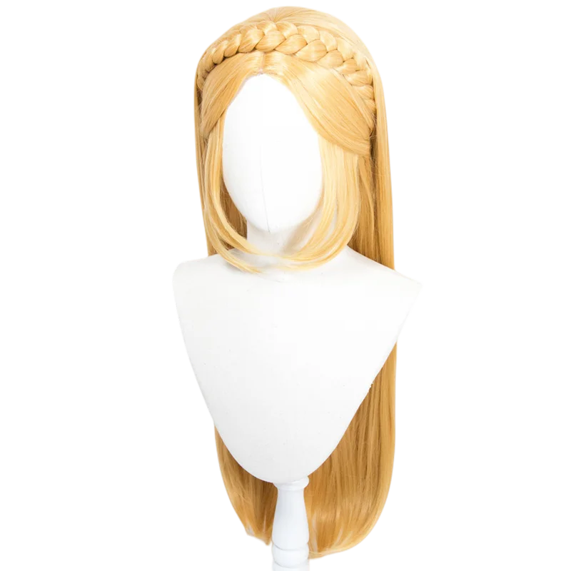 ND Gioco Parrucche per capelli Cosplay Principessa Zelda Parrucche Cosplay Parrucchino lungo per Comic Con Coser Costume Festa a tema Resistente al calore