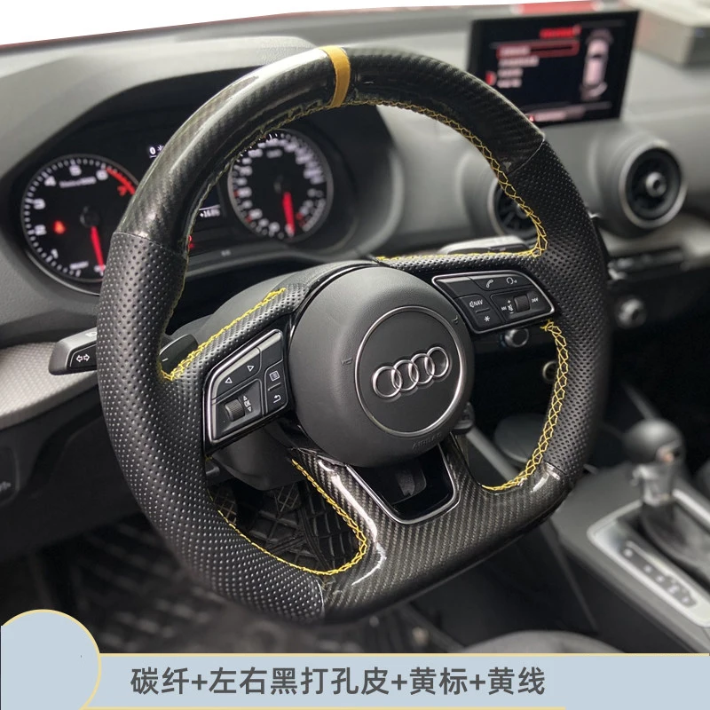 Microfiber Leather Car Steering Wheel Cover for Audi A1 8X A2 A3 Q3 Q5 Q2 A4 A5 A6 Avant Customized Handmade Hand Stitched