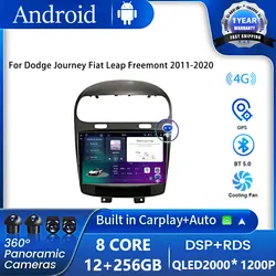 Dla Dodge Journey Fiat Leap Freemont 2011-2020 Radio samochodowe Multimedialny odtwarzacz wideo Nawigacja Android Auto Carplay Wifi GPS Stereo