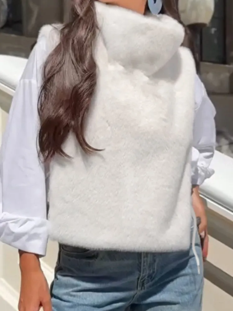 الصلبة سميكة الفراء سترة المرأة موضة شيك الياقة المدورة أكمام البلوز تانك القمم سيدة شارع العليا الخريف الشتاء ملابس جديدة