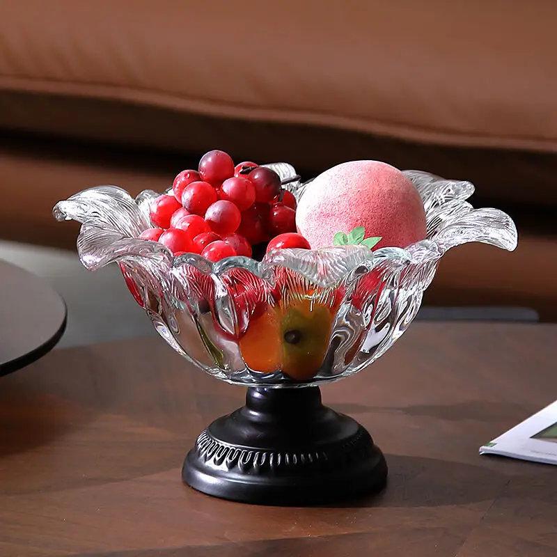 

Скандинавская хрустальная стеклянная тарелка с фруктами, бытовая прозрачная тарелка с фруктами, журнальный столик, тарелка для конфет и закусок