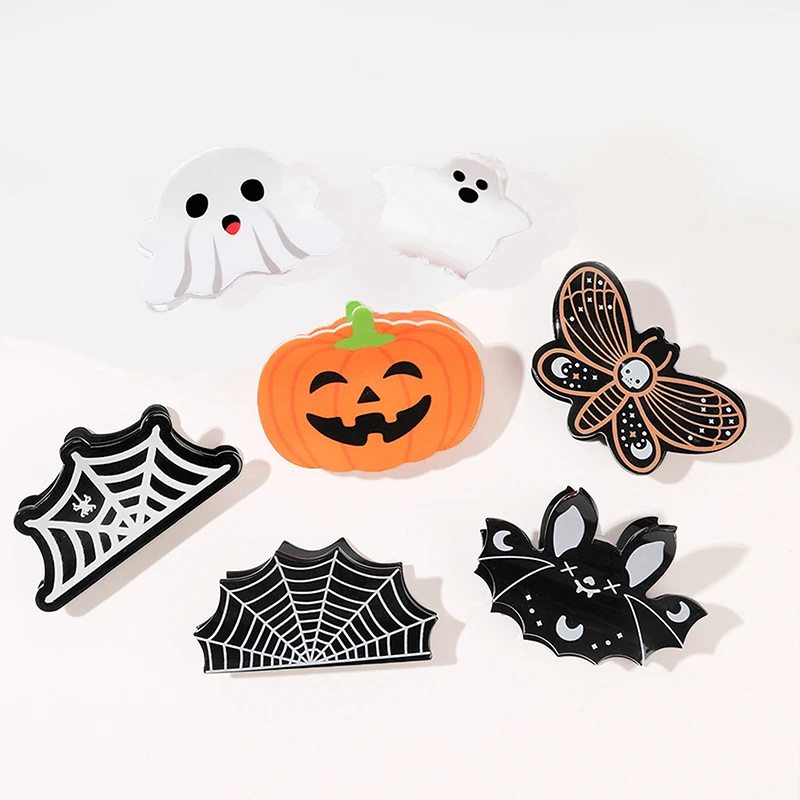 Halloween Hair Clips Spooky Pumpkin Grab Clips Back Of The Head Plate Hair Bat Ponytail Clips Hair Accessories