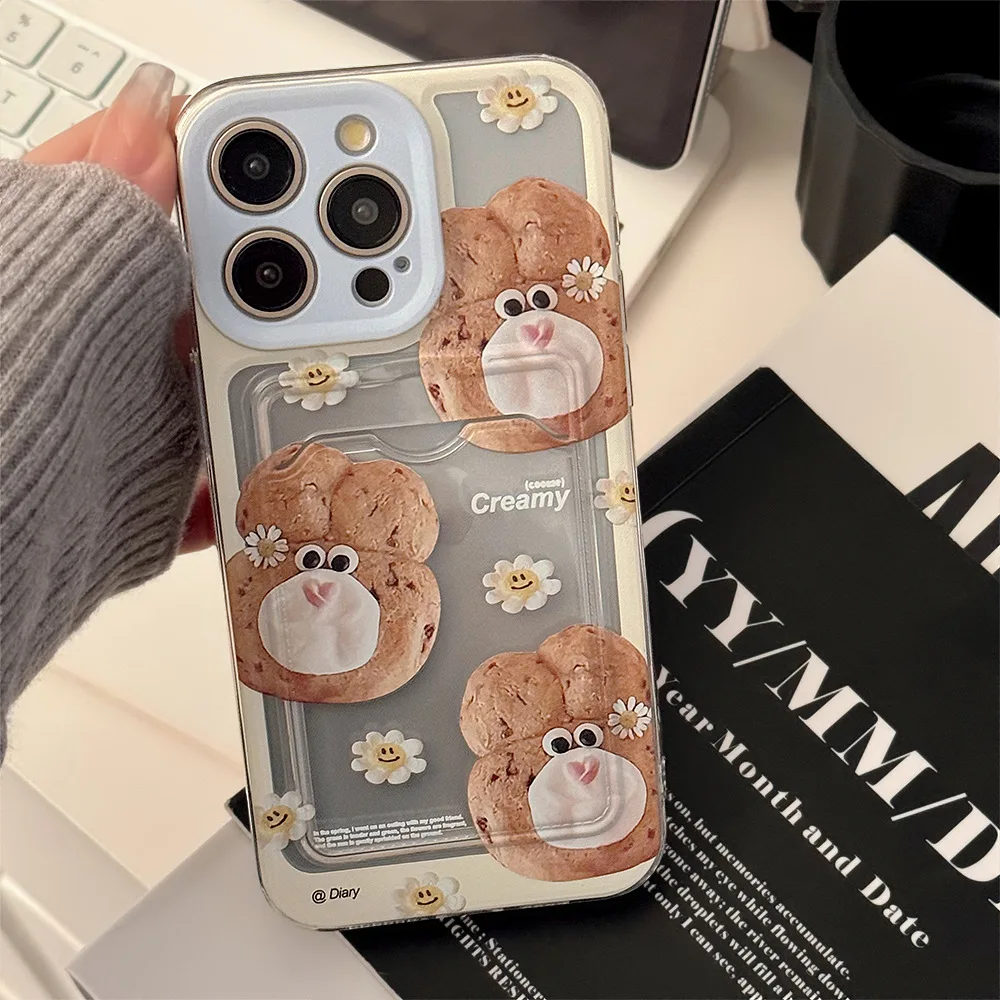 Cookie Card Case Fro IPhone 15 14 13 12 11 Pro Max Plus Summer Flower Camera Protection Shockproof Hard Cover