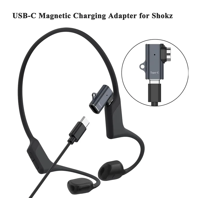 شاحن مغناطيسي من النوع C محول شحن لما بعد Shokz AS800 S803 OpenRun Pro AS810 OpenComm ASC100 سماعات توصيل العظام