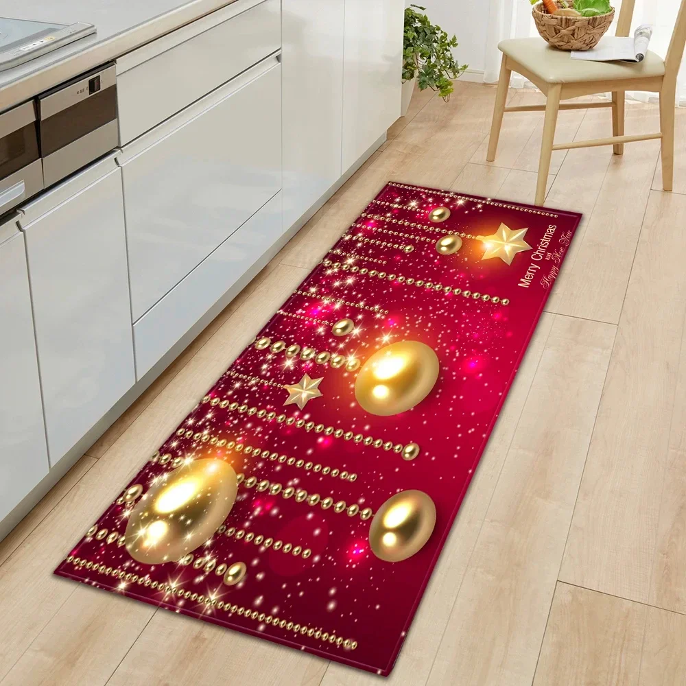 

Christmas Kitchen Mat Home House Entrance Door Mat Living Room Bedroom Floor Decor Carpet Hallway Bathroom Door Non-Slip Rug