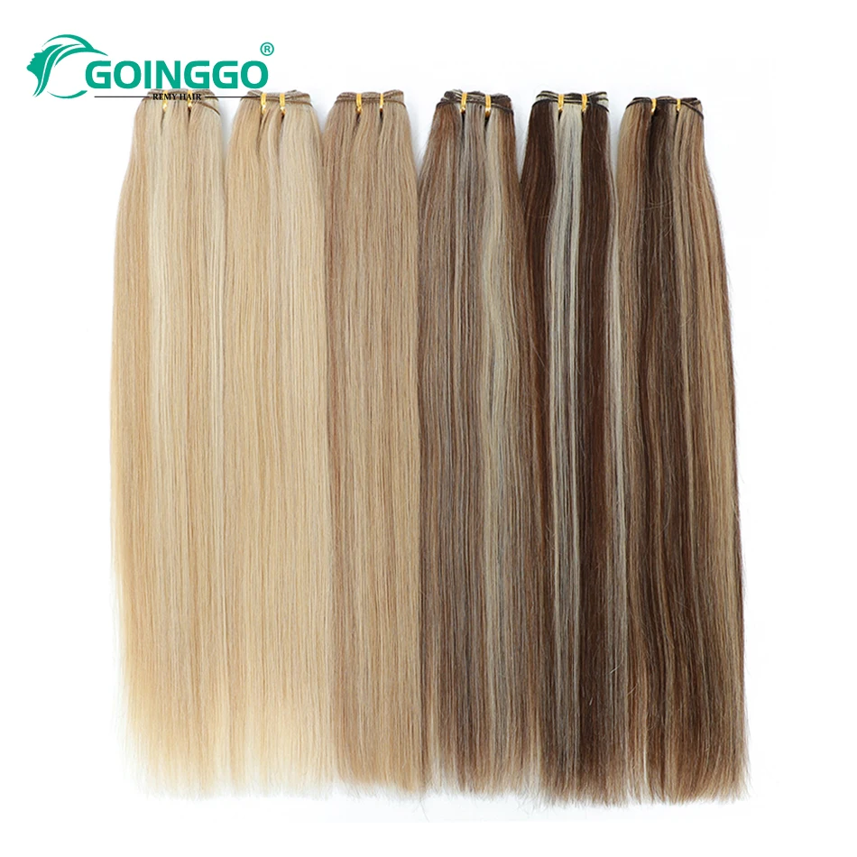 100% Human Hair Weft Straight European Remy Hair Bundles Salon Quality Hair Ash Blonde Highlight Platinum Blonde 100g/Pc