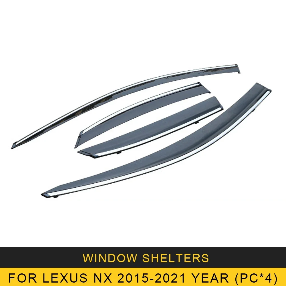 

For LEXUS NX 2015 2016 2017 2018 2019 - 2021 Car Window Sun Rain Shade Visors Shield Shelter Deflector Cover Trim Frame Sticker