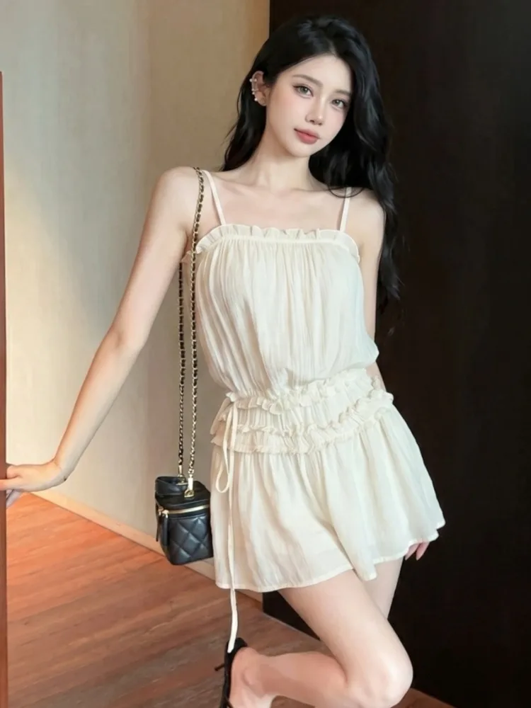 

Pure Desire Sexy Short Sleeve Women's Dress Waist Cinched Beautiful Bow Tie Sweet Summer Casual High Waist Pleated Skirt