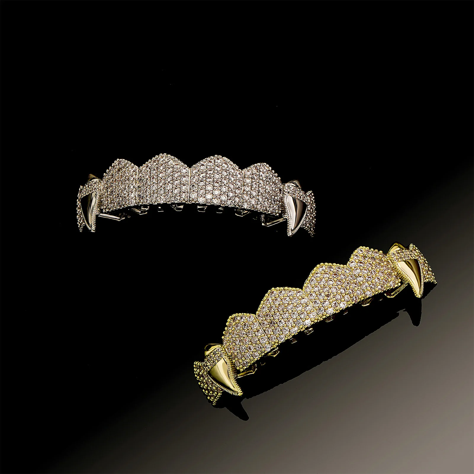 CZ Bling Wave Grillz Teeth Jewelry Full Style Mouth Grillz Teeth Caps Hip Hop Streetwear Accessories Wholesale Supplier