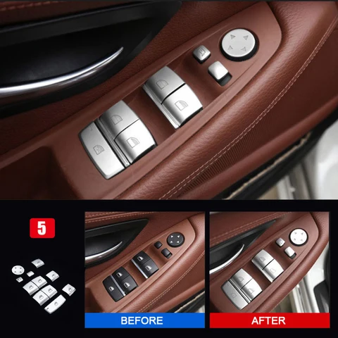 LHD для BMW 5 серии F10 F18 525 528 2011-2017 салон автомобиля ABS хромированный переключатель двери, окна, кнопки подъемника, накладки, наклейки