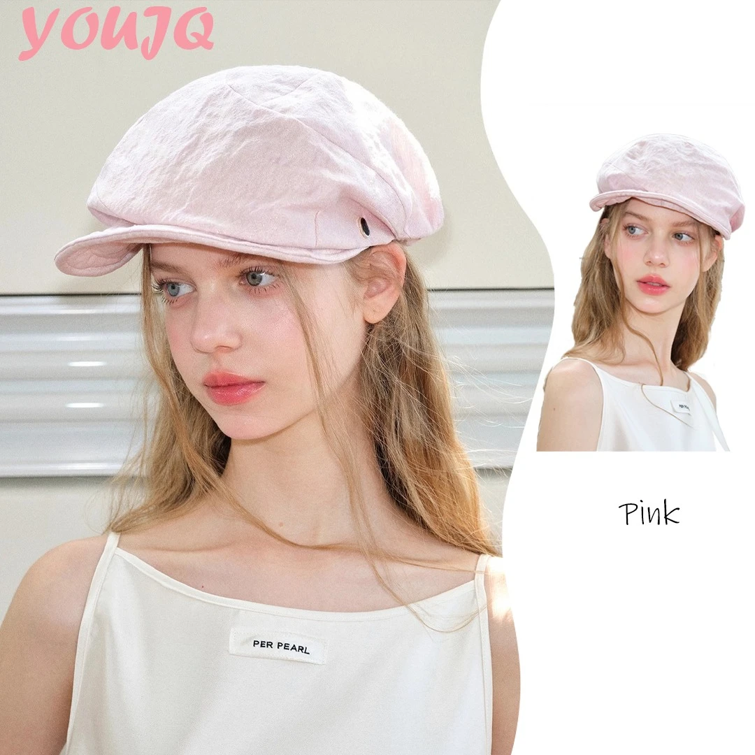 

Y2K Gilded Pink Shell-Shaped Beret Hats for Women Spring Autumn Octagona Newsboy Cap Travel Retro Headwear for Girls Boina Mujer