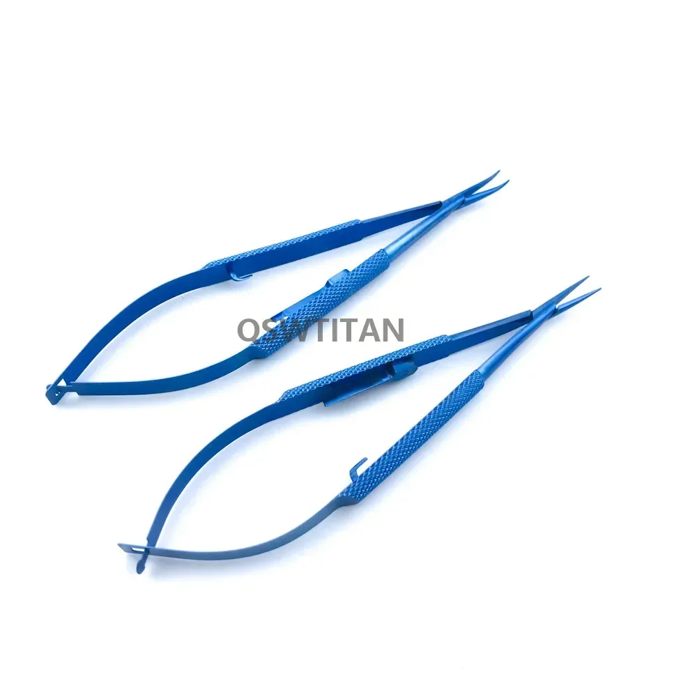 Titanium Ophthalmic Needle Holder with Lock Curved/Straight Veterinary Ophthalmic Surgical Instruments