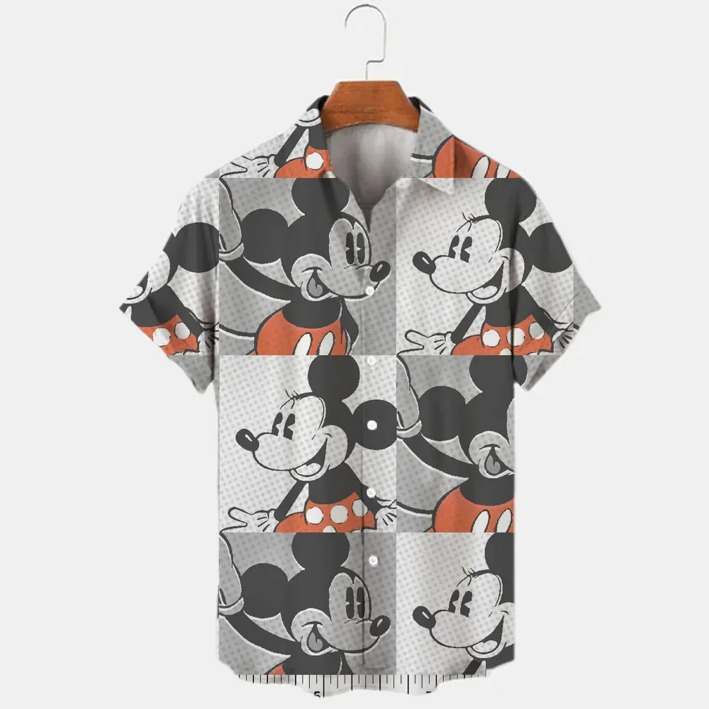 Miniso 3D Printing Disney Donald Duck Mickey Mouse temperamento camicie da uomo Summer Fashion Street Trend Retro Boutique Tops