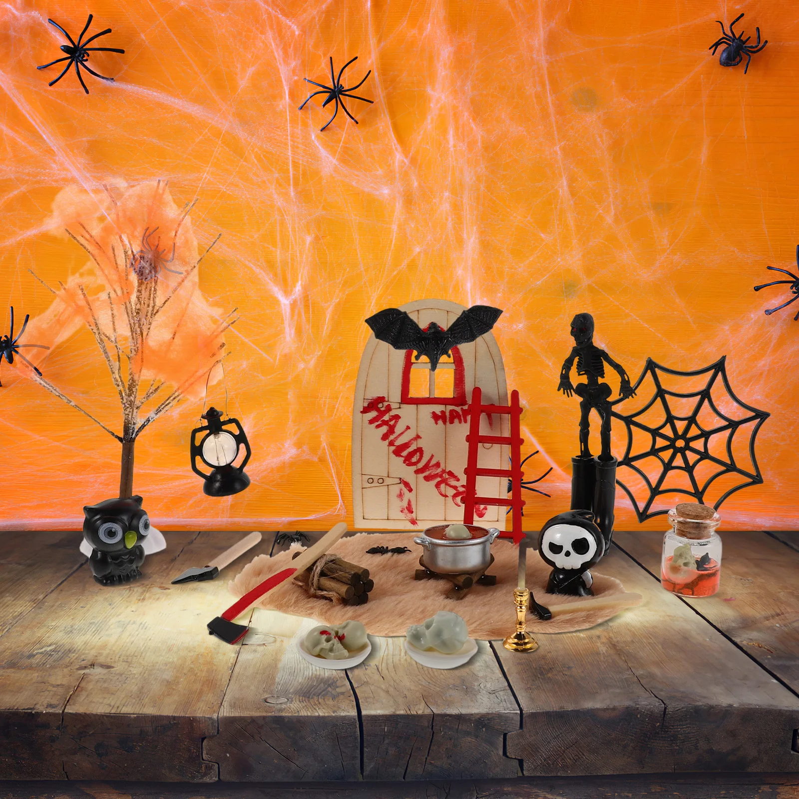 1Set Halloween Poppenhuis Accessoires Miniatuur Hars Spooky Decor Spookhuis Mini Halloween Dorp Ambachten Fairy Garden