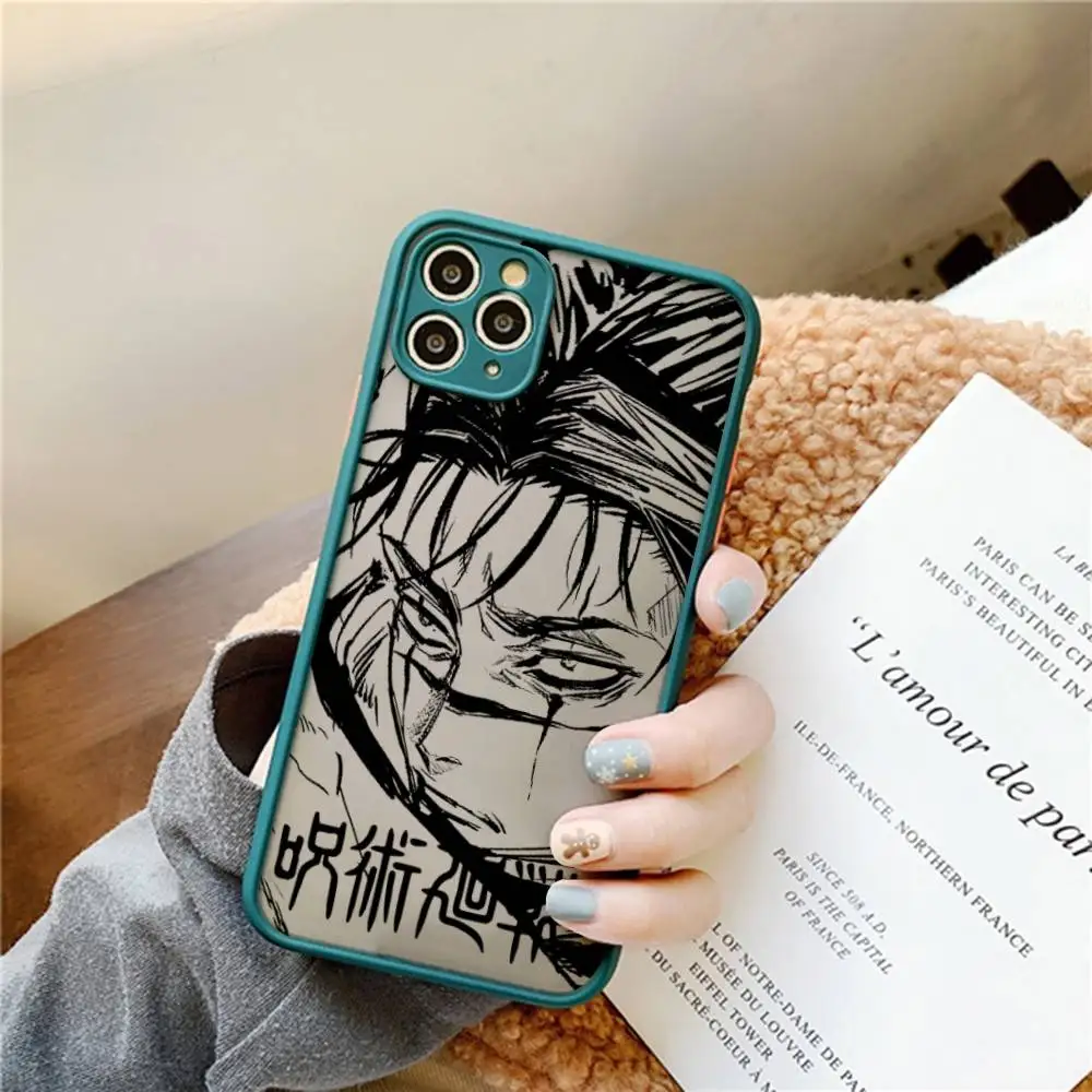 أنيمي Jujutsu Kaisen Choso ART جراب هاتف آيفون 16 15 14 11 12 13 برو ماكس X XS شفافة ماتي غطاء