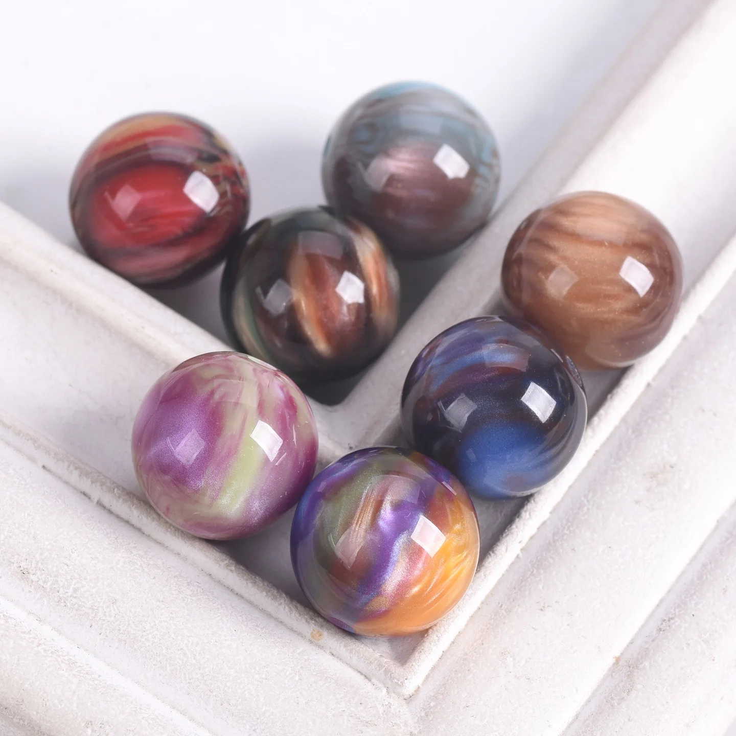 

10pcs 16mm Round Colorful Cat Eye Glossy Resin Loose Beads For Jewelry Making DIY Crafts Findings