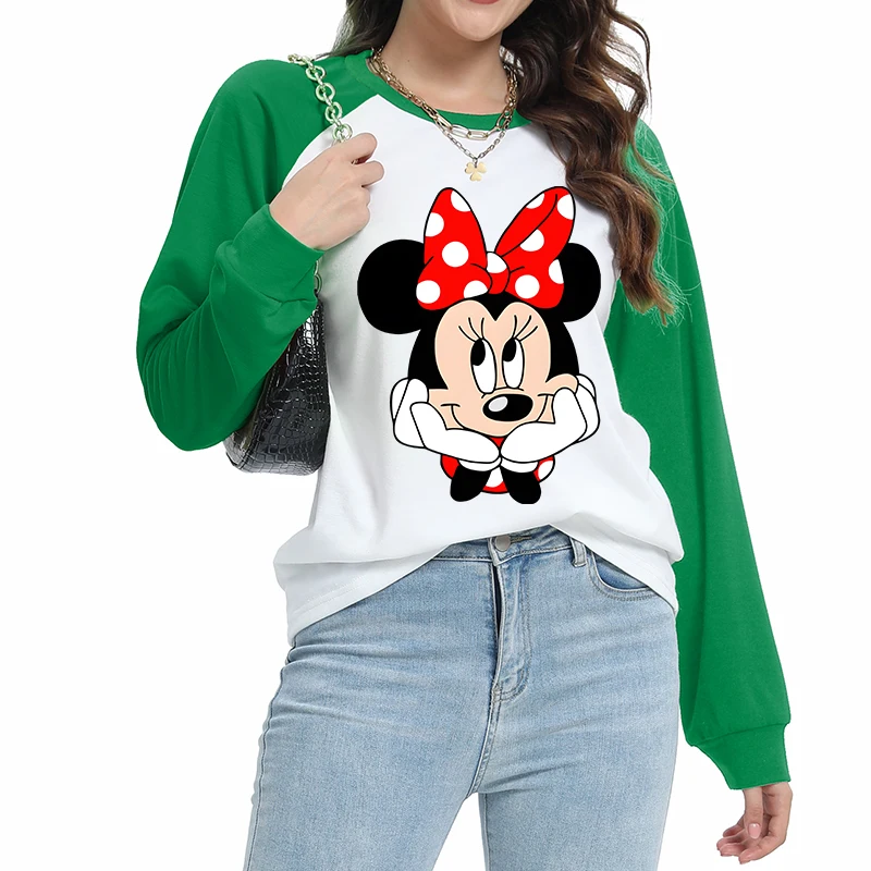 

2025 Cute Womens Tops Clothing Y2k Hoodies Trendy O-Neck Sweatshirts Disney Mickey Pullover Long Sleeve Girl Autumn Clothes
