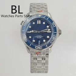 BLIGER 41mm Men's Watch NH35 Automatic Blue Dial Ceramic Bezel Luminous Waterproof 6 O'clock Date Window  Mechanical Wristwatch