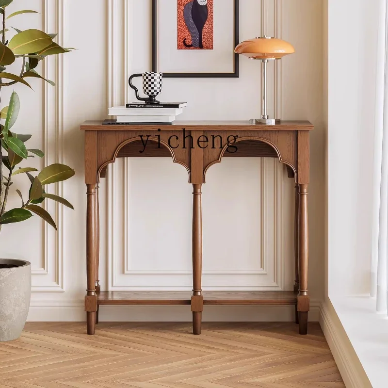 

Zz retro solid wood porch cabinet, facing the door, small apartment, medieval style living room, simple partition cabinet