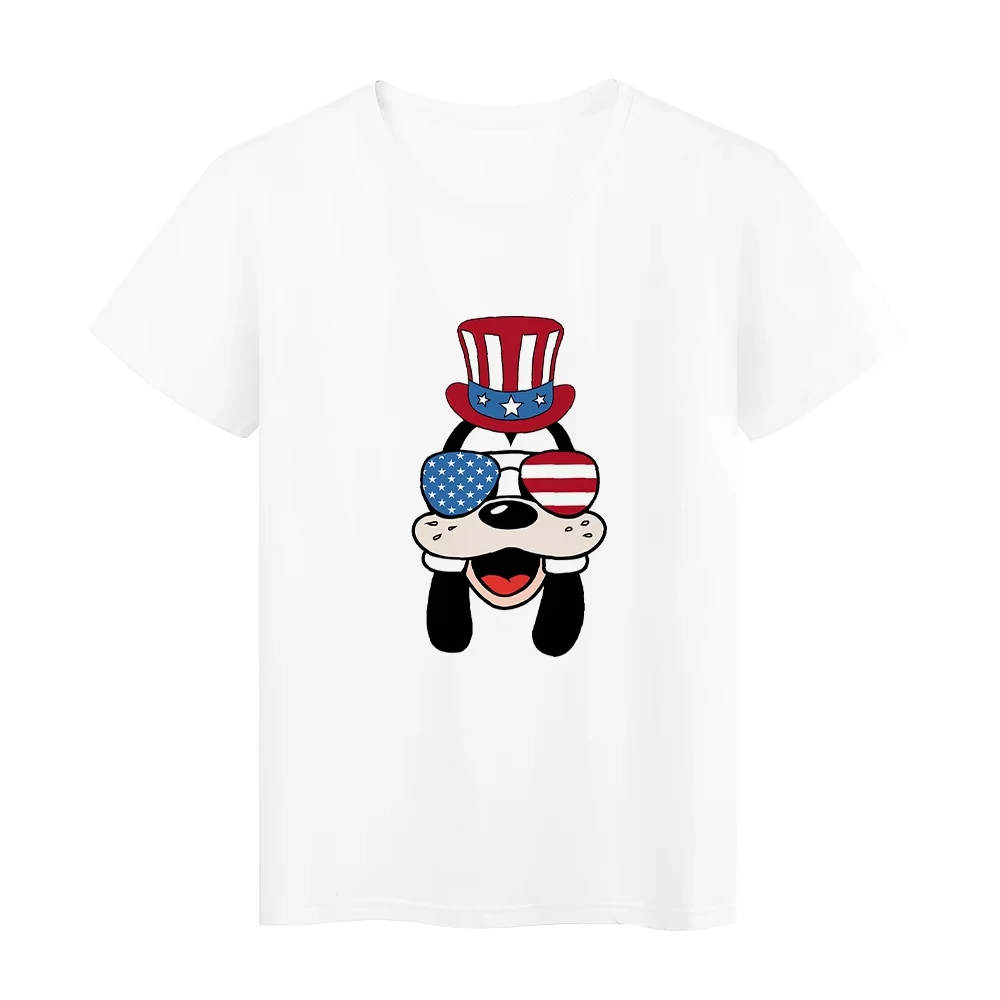 تي شيرت بنمط كاليفورنيا - قميص علوي بأكمام قصيرة ورقبة دائرية مطبوع عليه رسوم كرتونية نابضة بالحياة مثالي لتي شيرت ديزني للصيف والربيع