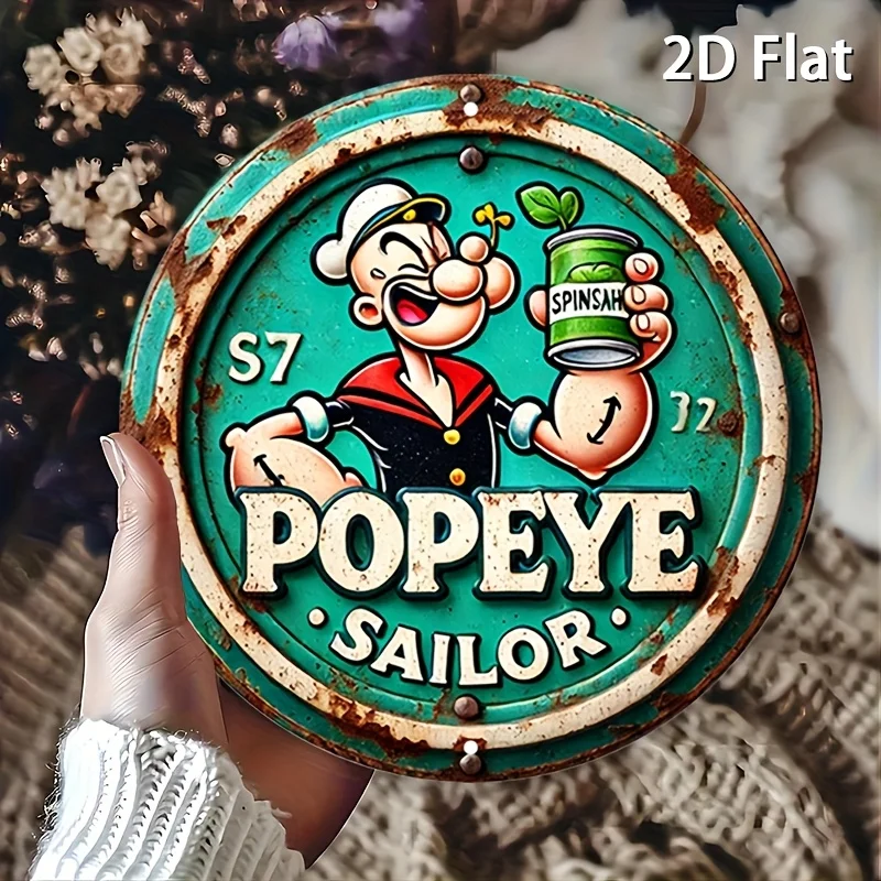 لافتة ألومنيوم مستديرة عتيقة ثنائية الأبعاد، لافتة ألومنيوم معدنية متينة، لافتة ألومنيوم دائرية مقاس 20 × 20 سم - مناسبة للمنزل #6