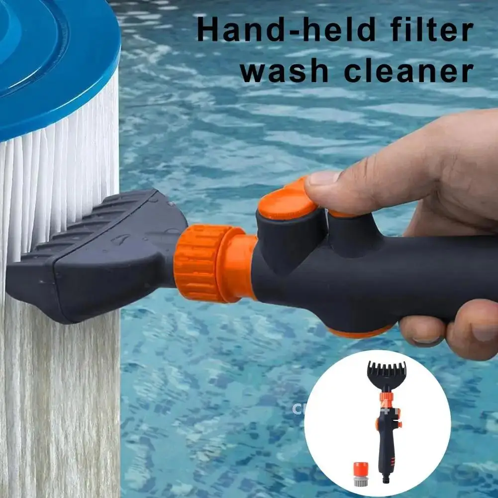 Swimming Pool Cartridge Filter Cleaner with Handle One-key Start Hot Tub SPA Water Filter Cleaning Hose Attachment Tool