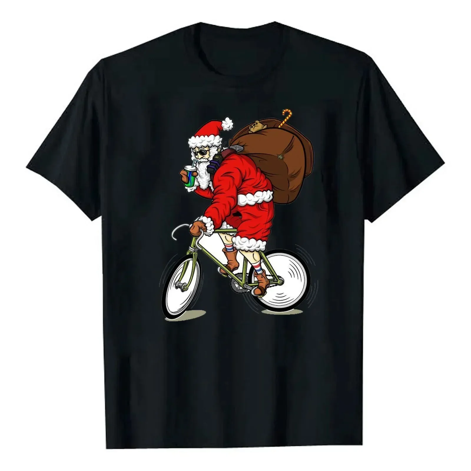 Father Christmas Cotton Printed T Shirt Men Woman Short Sleeve Fashion Summer Vintage O-Neck Oversized Cotton Streetwear Tshirt