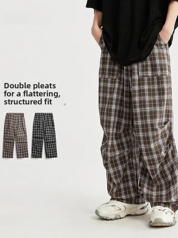 

Loose Casual Long Pants Men's Wide Leg Trousers Parachute Pattern Spring Summer New Arrival Street Sle Cotton Blend