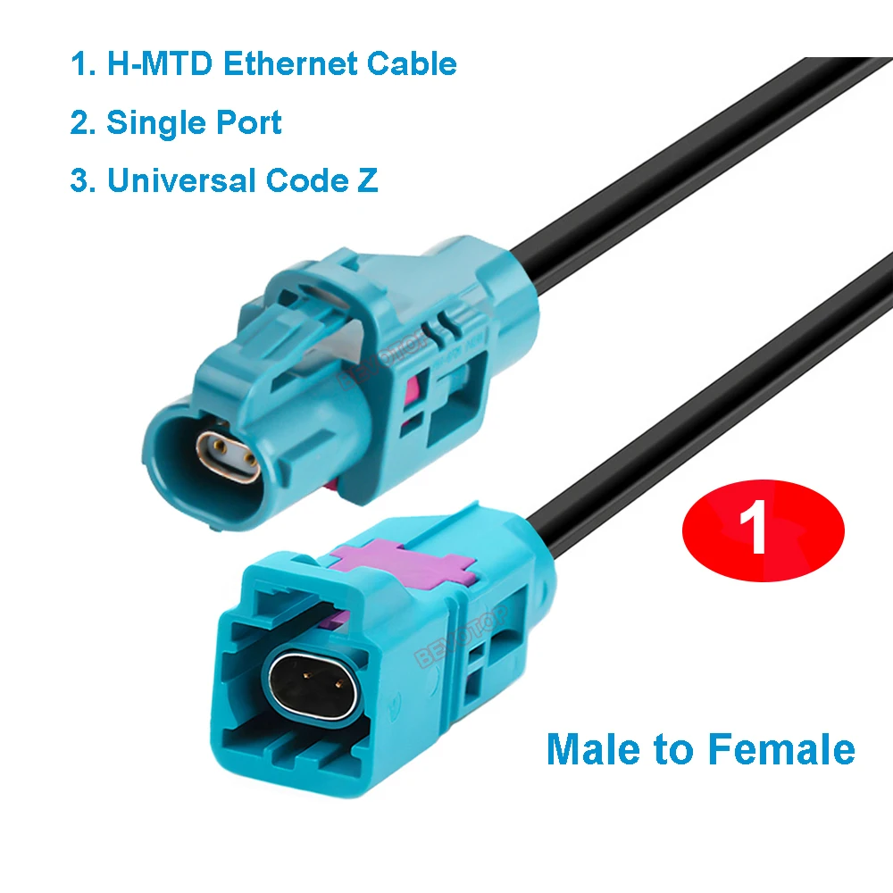 BEVOTOP RSBG Type H-MTD Vehicle Automotive Ethernet Cable Assembly Single Port Z Code Male/Female HMTD Cable