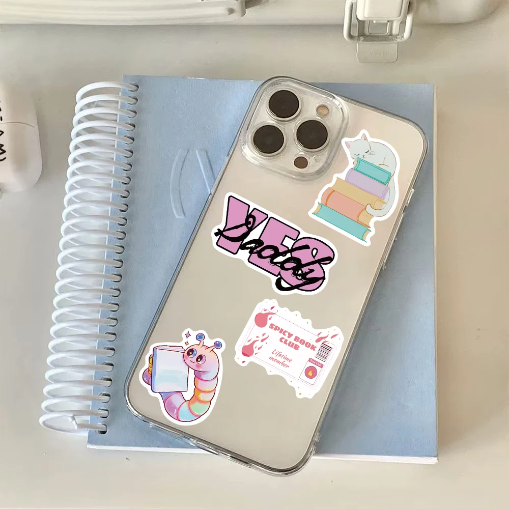 50PCS Book Reading Sticker Refrigerator Laptops Graffiti Creative Scrapbooking Waterproof School Supplies for Bicycle Stickers