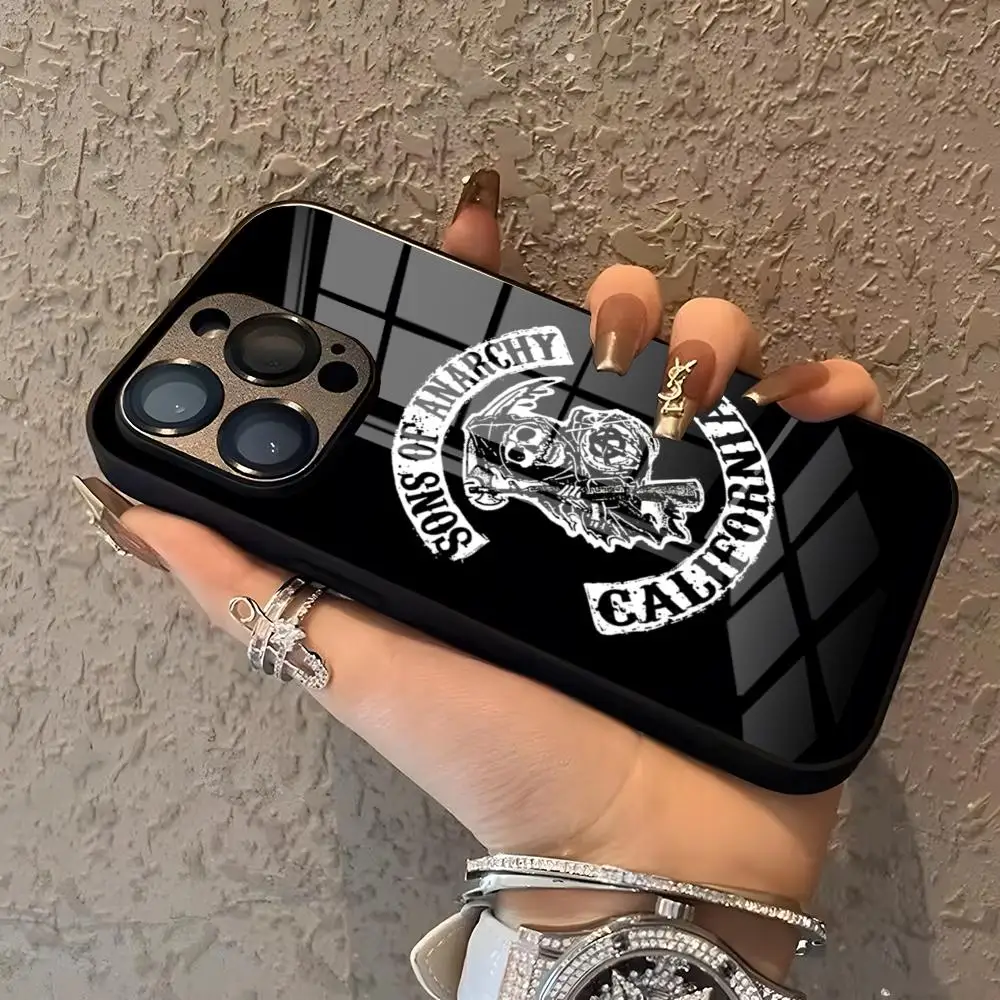 Sons Of Anarchy Eua Tv Phone Case For IPhone 16 15 14 Pro 11 13 12 Mini XS XR Max Plus SE Glass Luxury Design Cove
