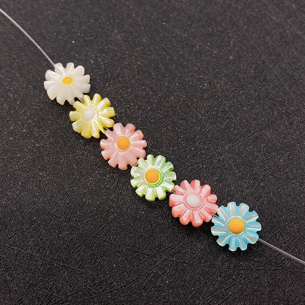 

Natural Shell Colored Sun Flower Beads 10-12mm Daisy Flower Spacer Beads Charm Jewelry DIY Necklace Bracelet Earring Accessories