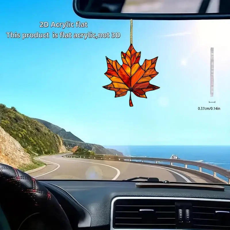 4Pcs 2D Plane Acrylic Leaf Ornaments Thanksgiving Hanging Decor For Window Home Portal Autumn Celebration