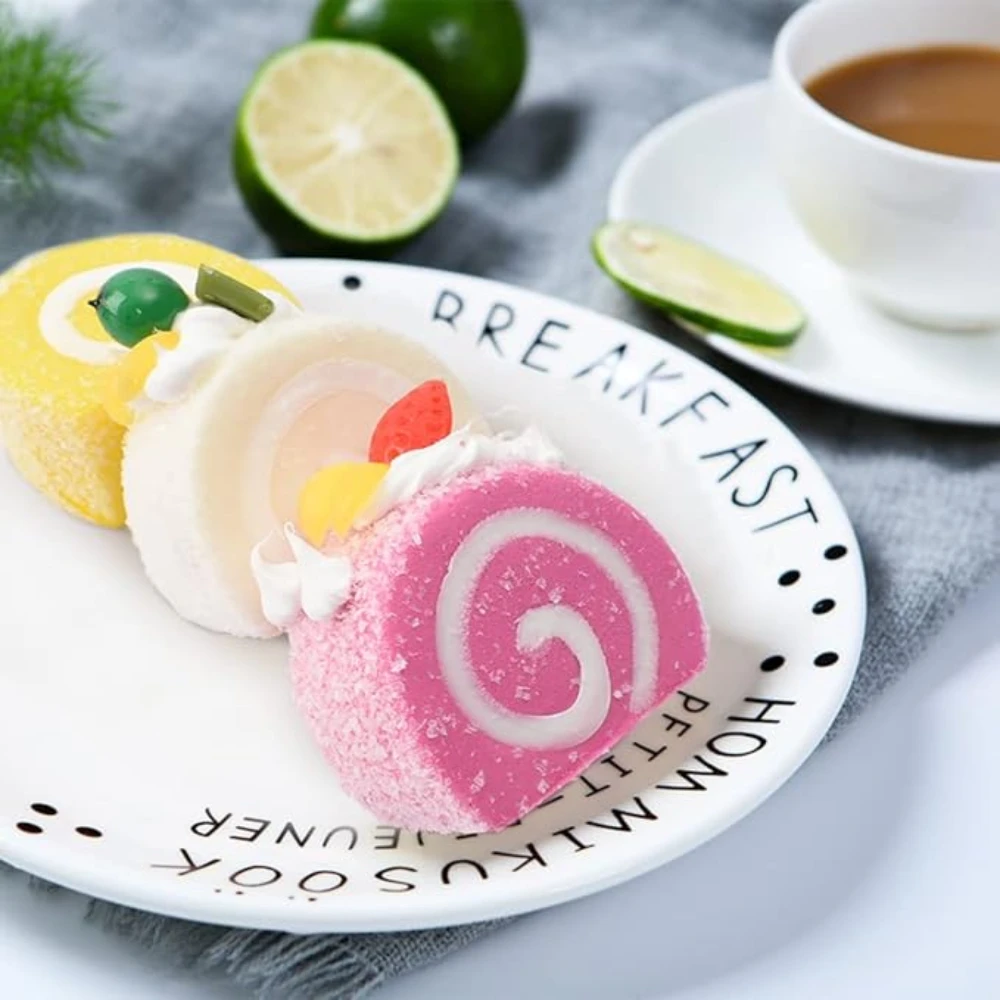 6PCS Simulation Cake Food Model Fake Cake Dessert Artificial Faux Swiss Rolls Home Kitchen Decoration Display Photography Props