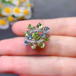FS 3*5mm Natural Olivine/Tanzanite S925 Sterling Silver Ring for Women Weddings Jewelry With Certification Fine Accessory Gift