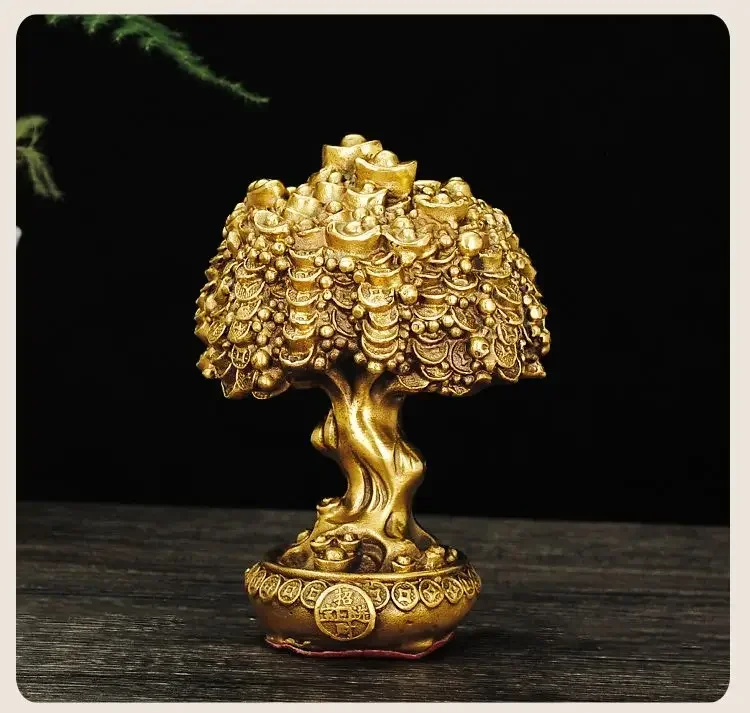 Lucky Copper Bring Money Tree Ornaments Pot Tree Living Room Office Desktop Sculptures