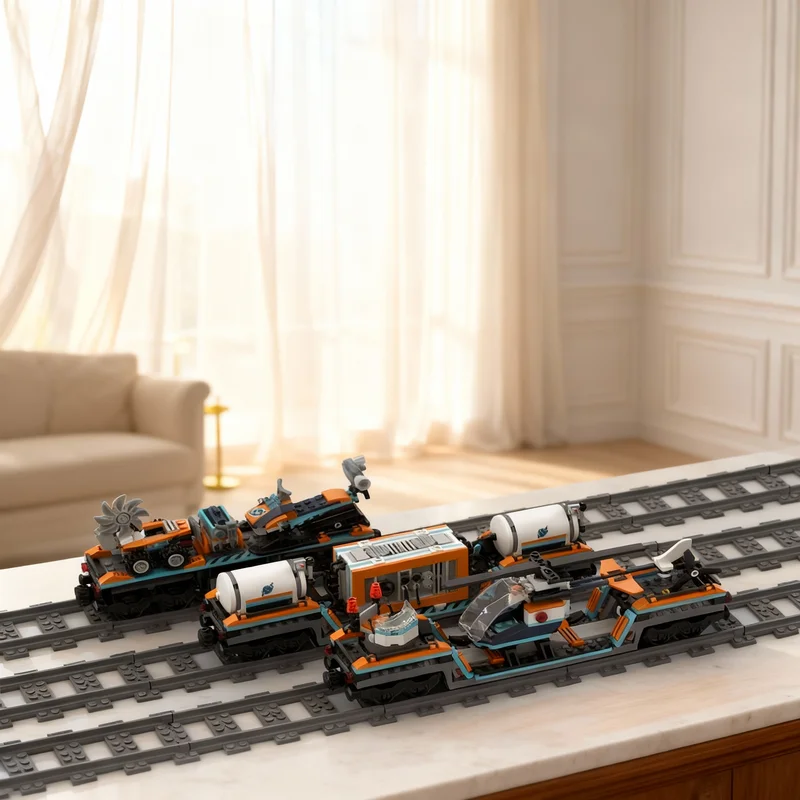 711pcs MOC Additional Cars Arctic Polar Express Train Model Building Blocks Bookshelf Decor, Home Decor For Boys Christmas Gift