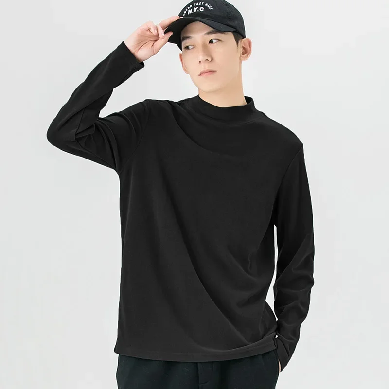 DUKEEN Dralon High Neck Solid Colour Long Sleeve T-Shirt Winter Men's Clothing Thickened Thermal Underwear Tops