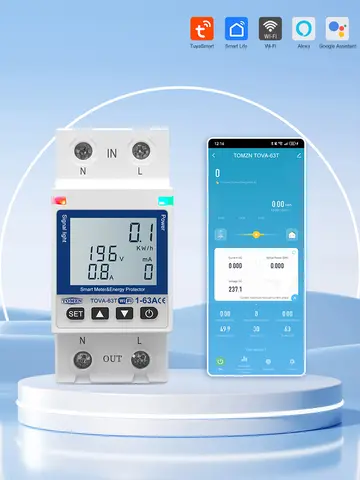 Reclosable Smartlife TUYA WIFI Circuit Breaker 63A 110V 220V Energy Meter Metering Timer With Voltage Current Leakage Protection