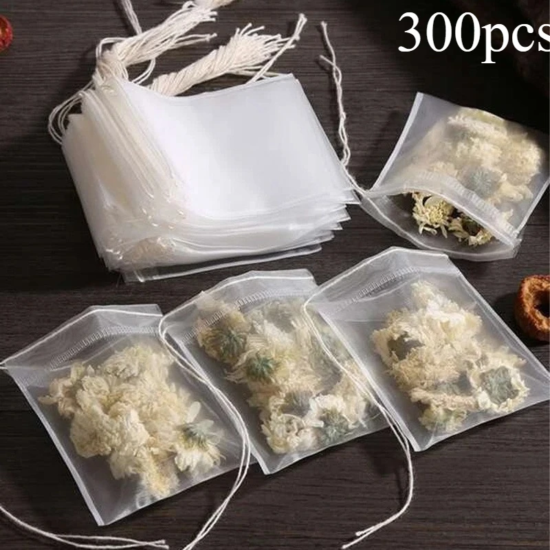 300pcs Disposable Tea Bags: Non-Woven, Transparent, and Perfect for Spices!
