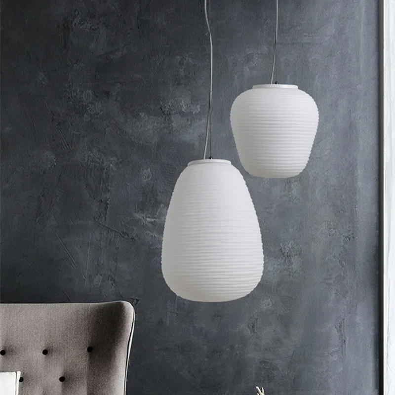 Advanced Home Decoration LED Pendant Light Nordic White Glass Spiral Cocoon Pendant Light Kitchen Dining Table Study E27 Bulb