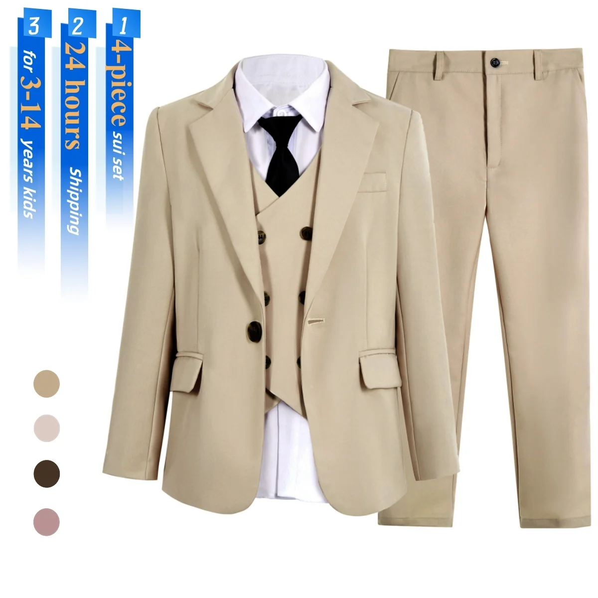 

Wedding Suit for Boy Ring Bearer Boy's Graduation Suits 4 Piece Pageant Tuxedo Children Christening Suits Set Communion Outfit