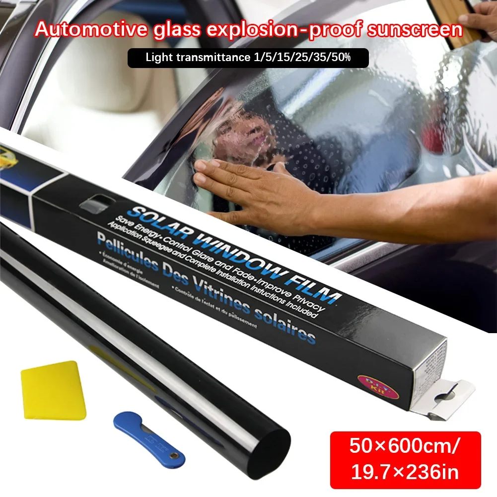 50cm X 6m/50cm X 3m 1/5/15/25/35/50 Percent VLT Window Film Glass Sticker Sun Shade Film for Car UV Protector Foils Sticker Film