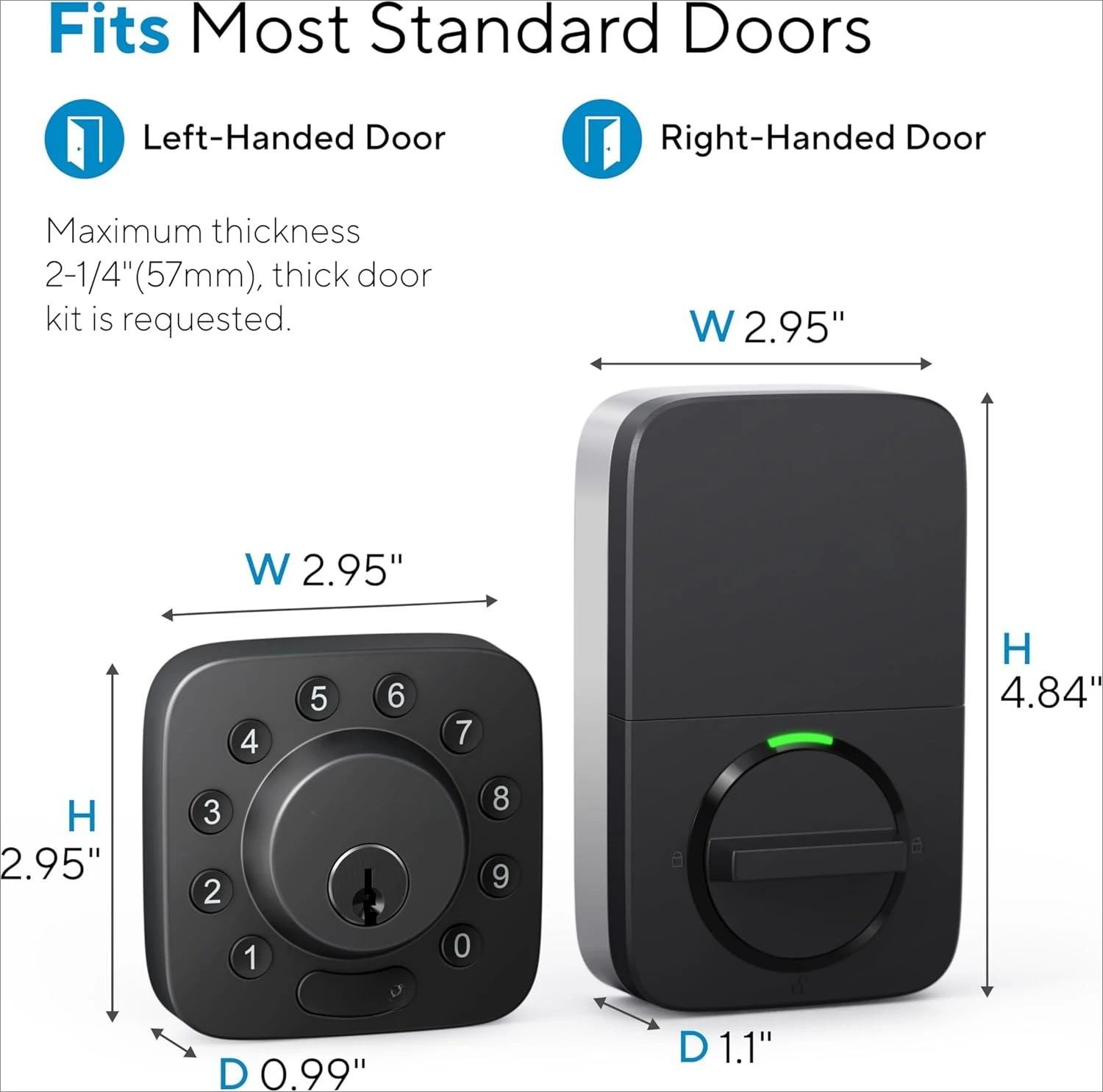 

U-Bolt Smart Lock, 5-in-1 Keyless Entry Door Lock with App Control, Keypad Deadbolt, Auto Unlock, Auto Lock, ANSI Grade 1, Black