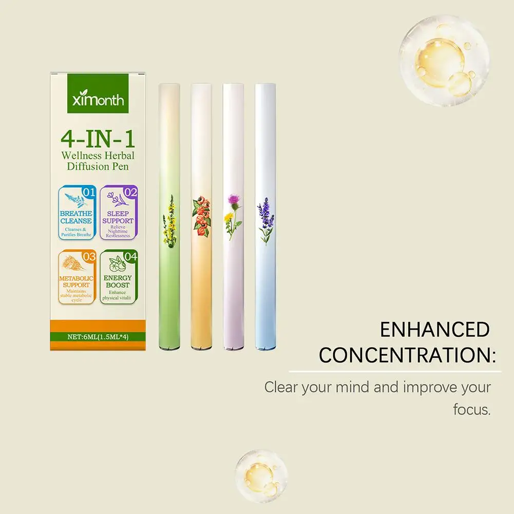 4 In 1 Herbals Combination Sticks Natural Aromatherapys Diffuser Properties For Daily Use Enhanced Concentration Body Cleansing