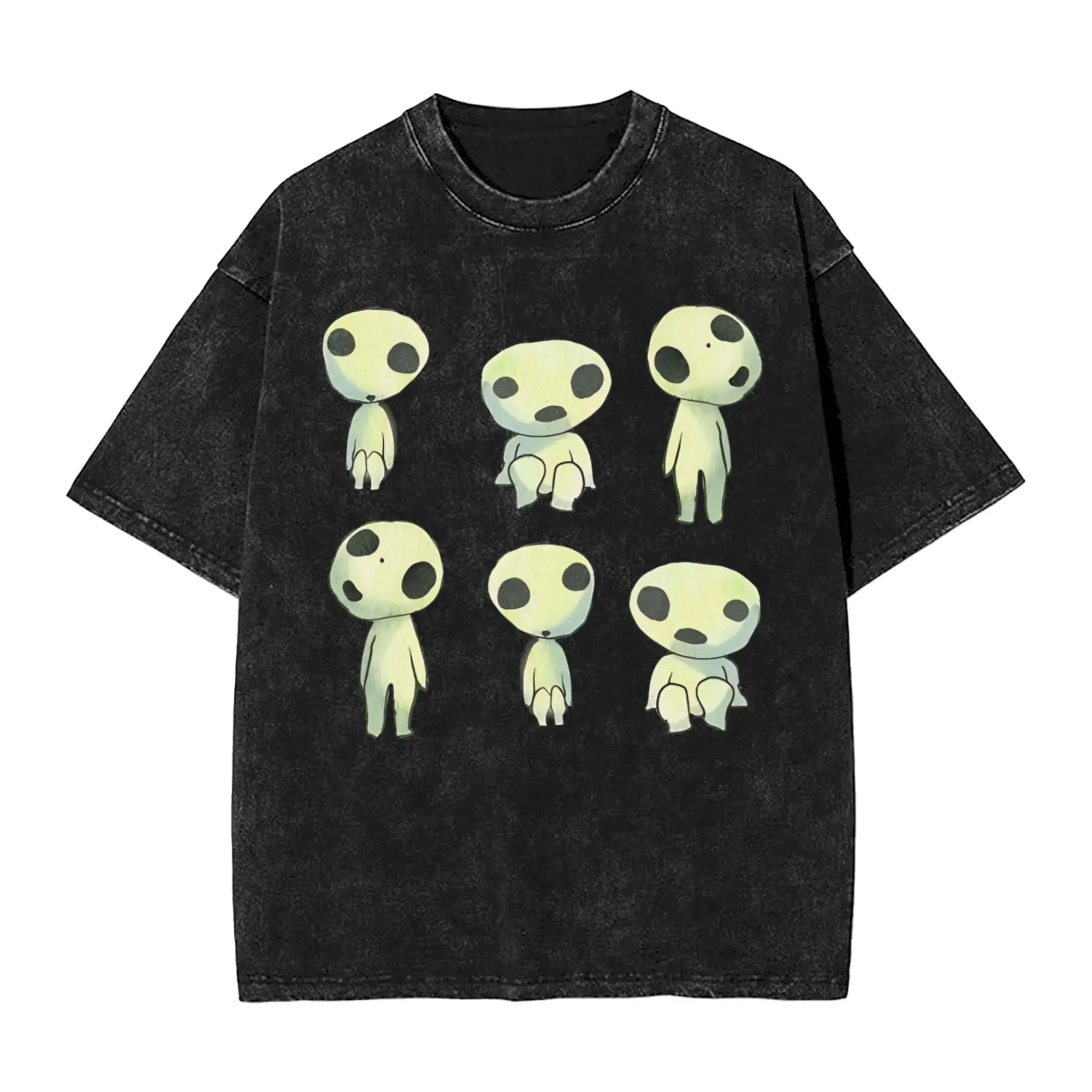 Kodamas Men's T Shirt Washed  Vintage Tees Short Sleeve Crew Neck T-Shirt Pure Cotton Gift Idea Clothing