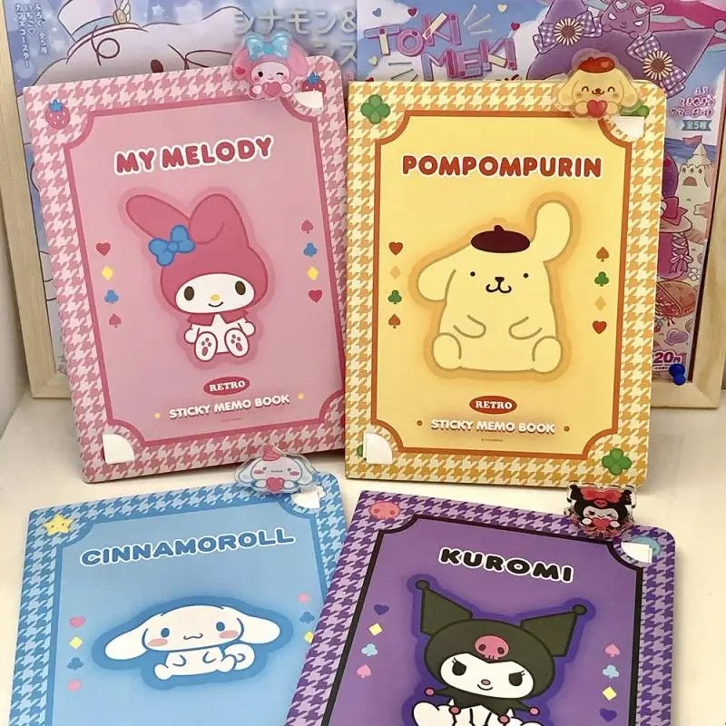 Sanrios Hello Kitty Tearable Sticky Notes Posted-It Cinnamoroll Handbook Melody Memo Pad Set Diy Diary Decor Stickers Stationery