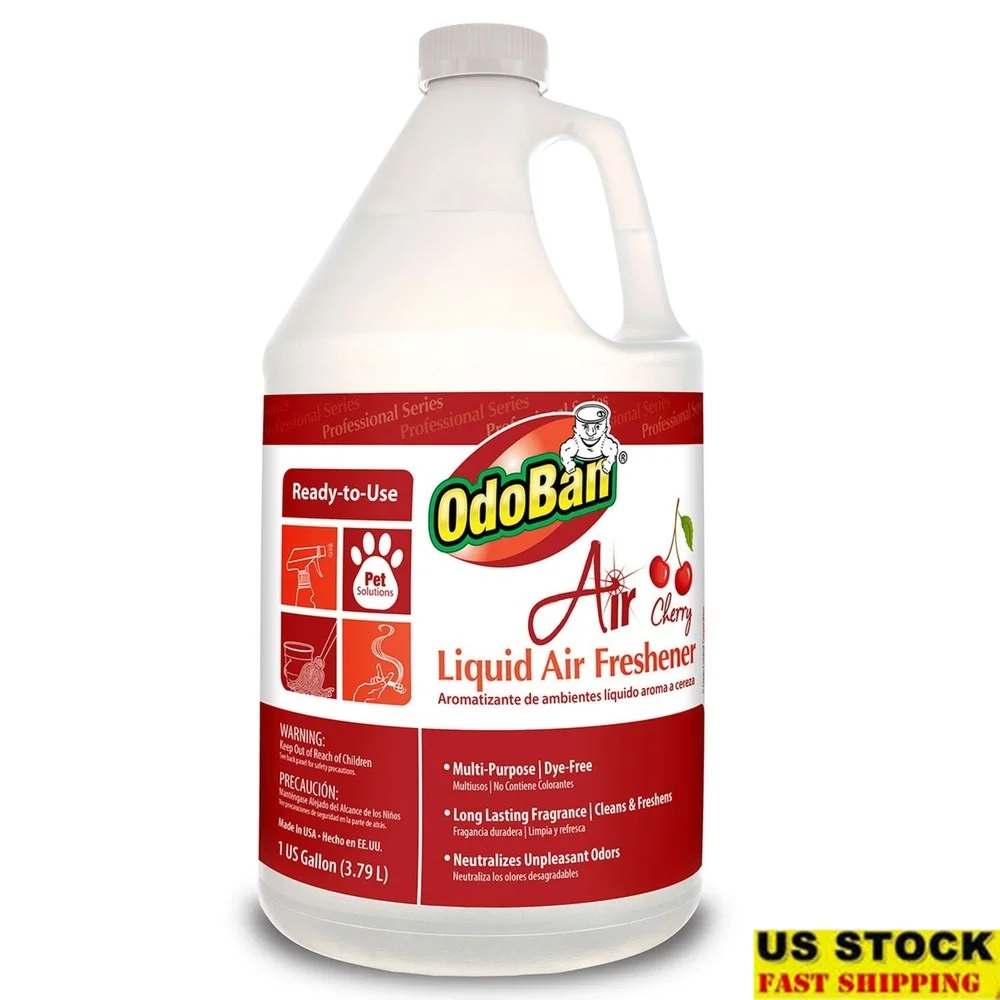 Ambientador líquido profesional, desodorante con aroma de cereza de 1 galón, neutralizador de olores, alfombras seguras, tapicería, uso comercial