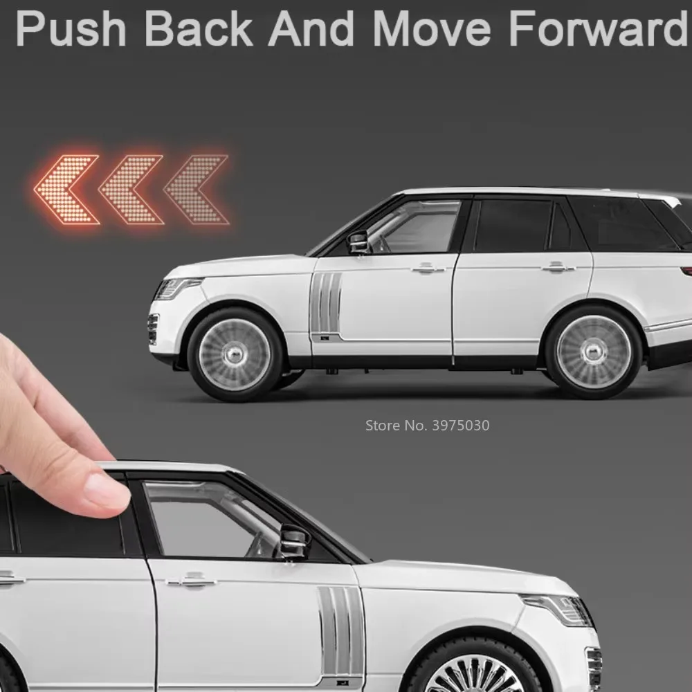 Large 1:18 Range Rover Prado Car Model Toy Alloy Diecast Simulation Doors Opened Pull Back Vehicle Models Collection Boys Gifts