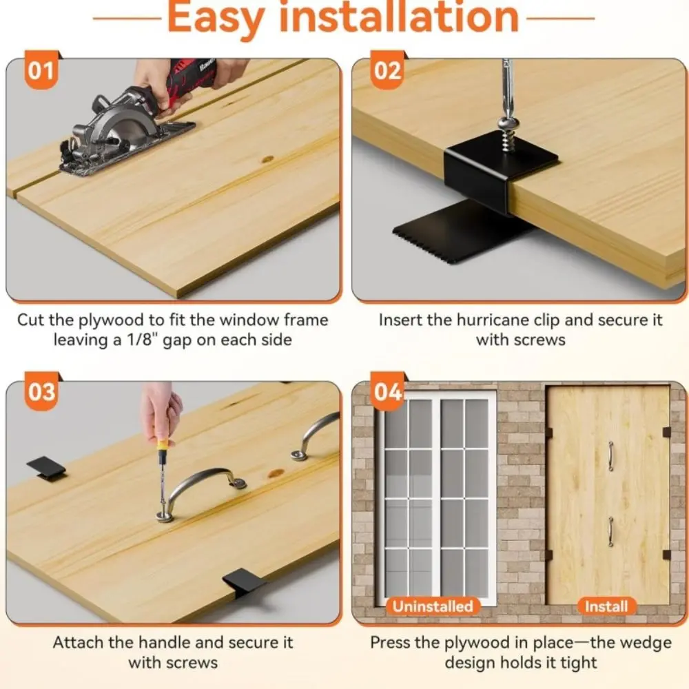 Universal Design Window Clips Reusable Hardware Glued Wooden Hurricane Clips With Screws Door Handles Reusable Clips